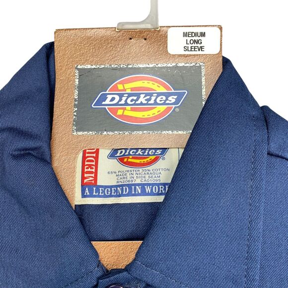 Dickies Shirt Mens M Navy Stain Release 574 Long Sleeve Uniform Work Button Down - Picture 4 of 10